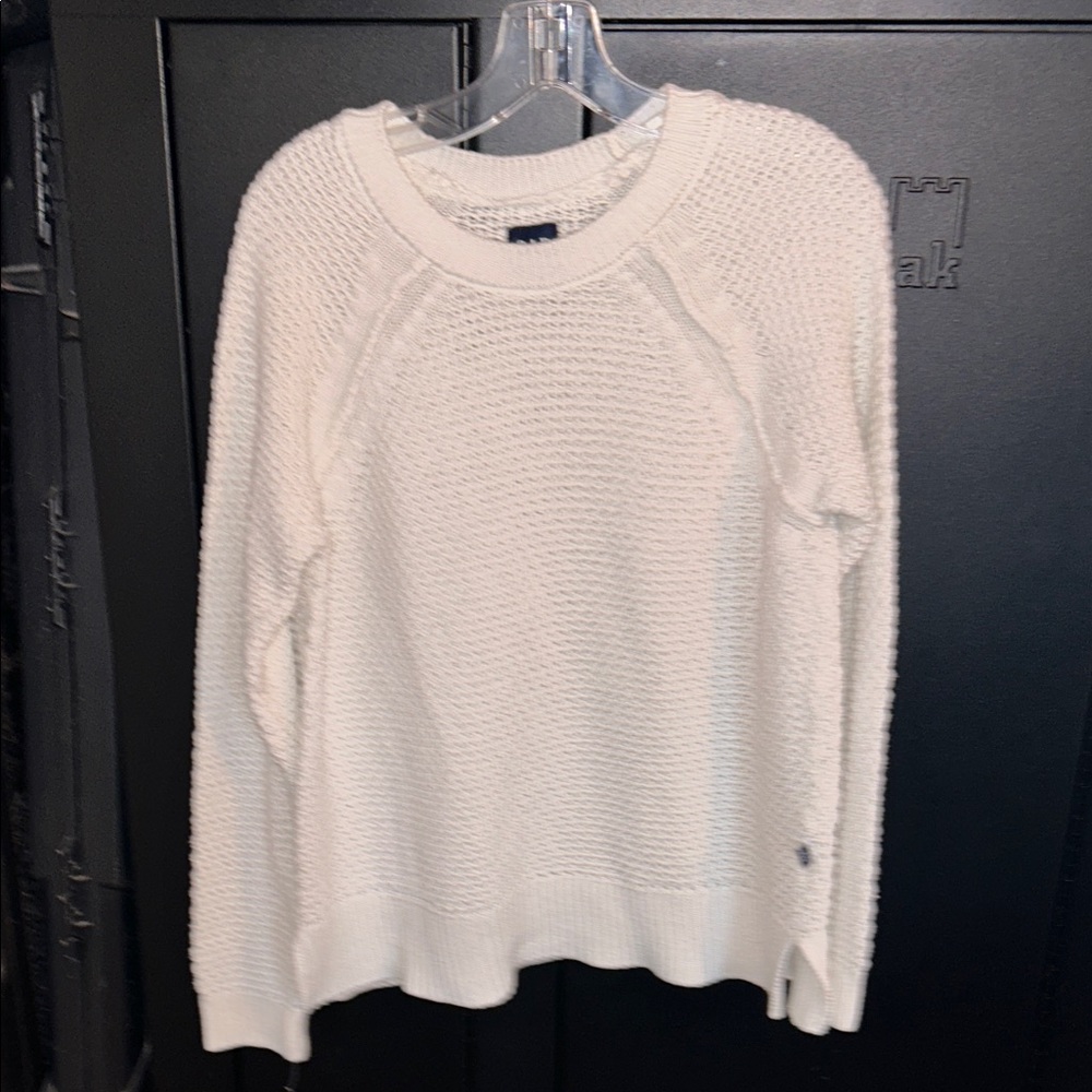 GAP Women's Open Knit Sweater White Small Textured Preppy Heritage Christmas Box